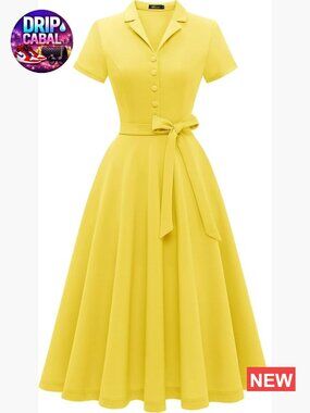 Vintage Tea Dress Short Sleeve Cocktail Party Work Church Casual